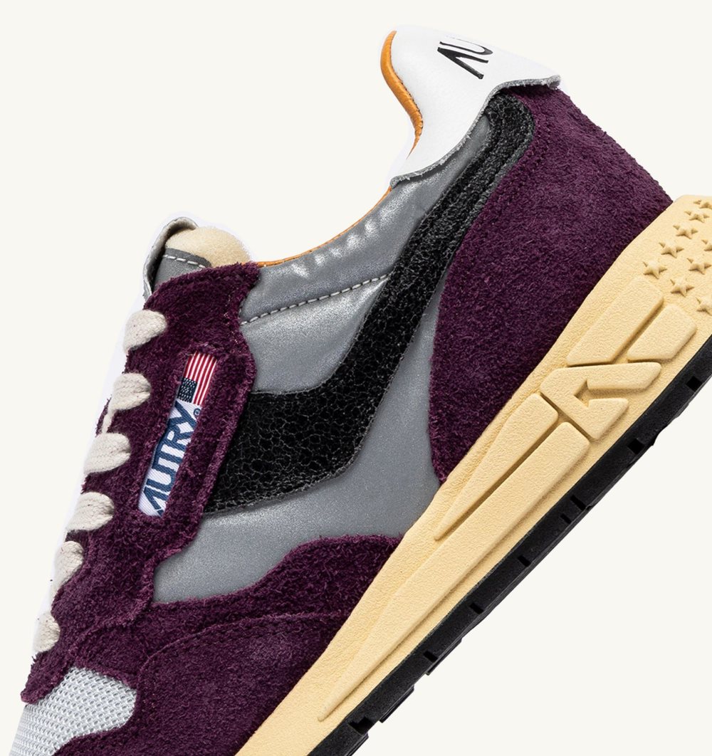 Burgundy Autry Reelwind Low Sneakers Barolo Cracked Leather Reflective Nylon | JEGDSB340