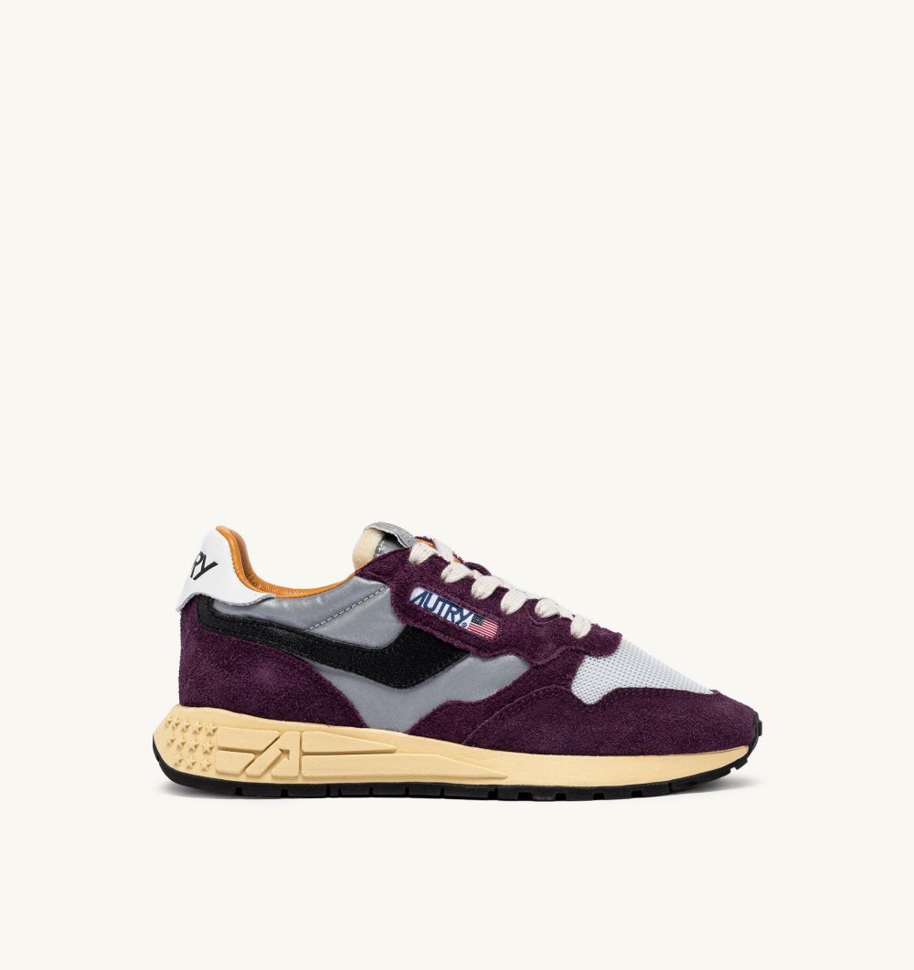 Burgundy Autry Reelwind Low Sneakers Barolo Cracked Leather Reflective Nylon | JEGDSB340