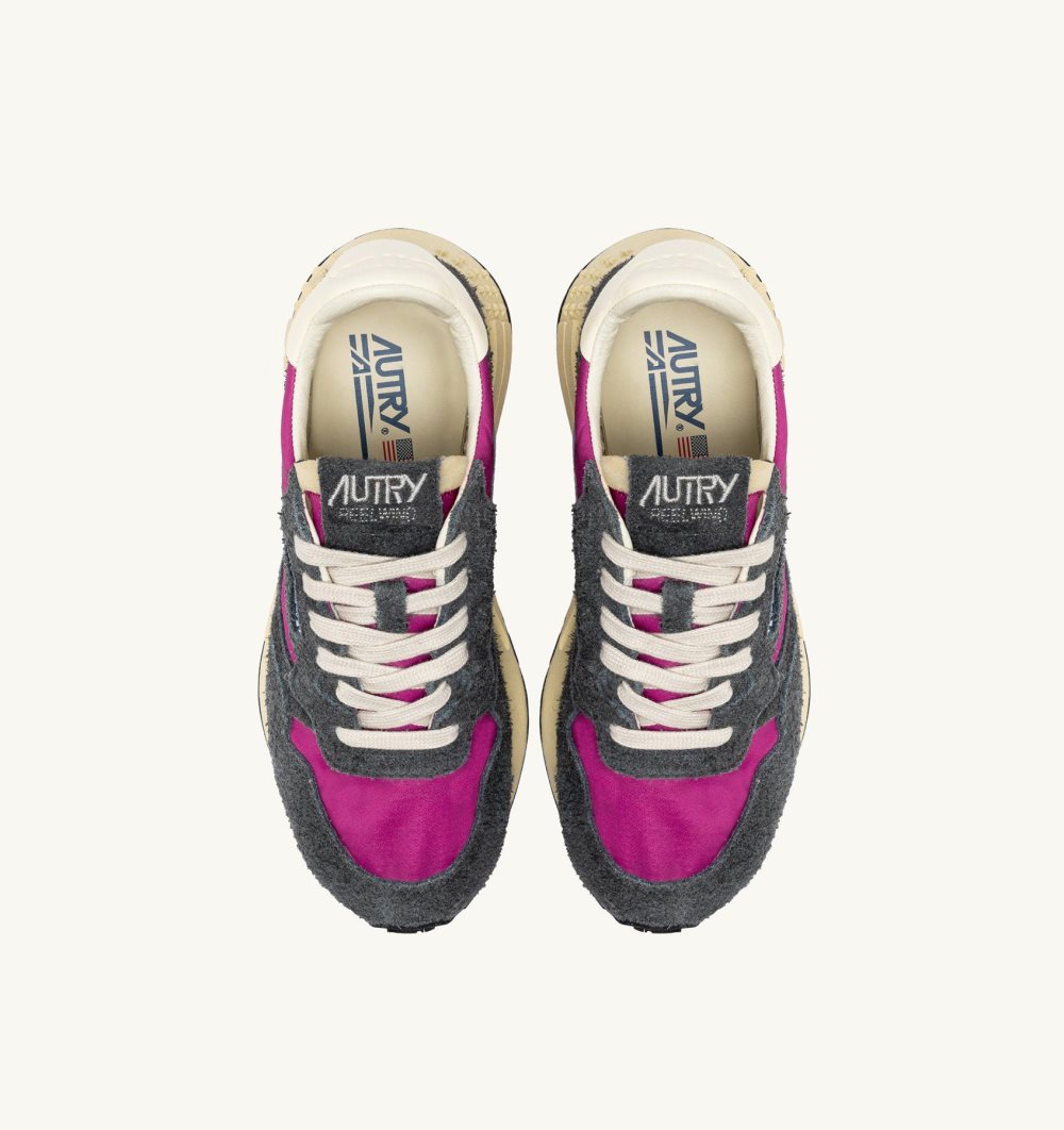 Fucsia Autry Reelwind Low Sneakers Fuchsia Nylon Suede | HGXDFE543