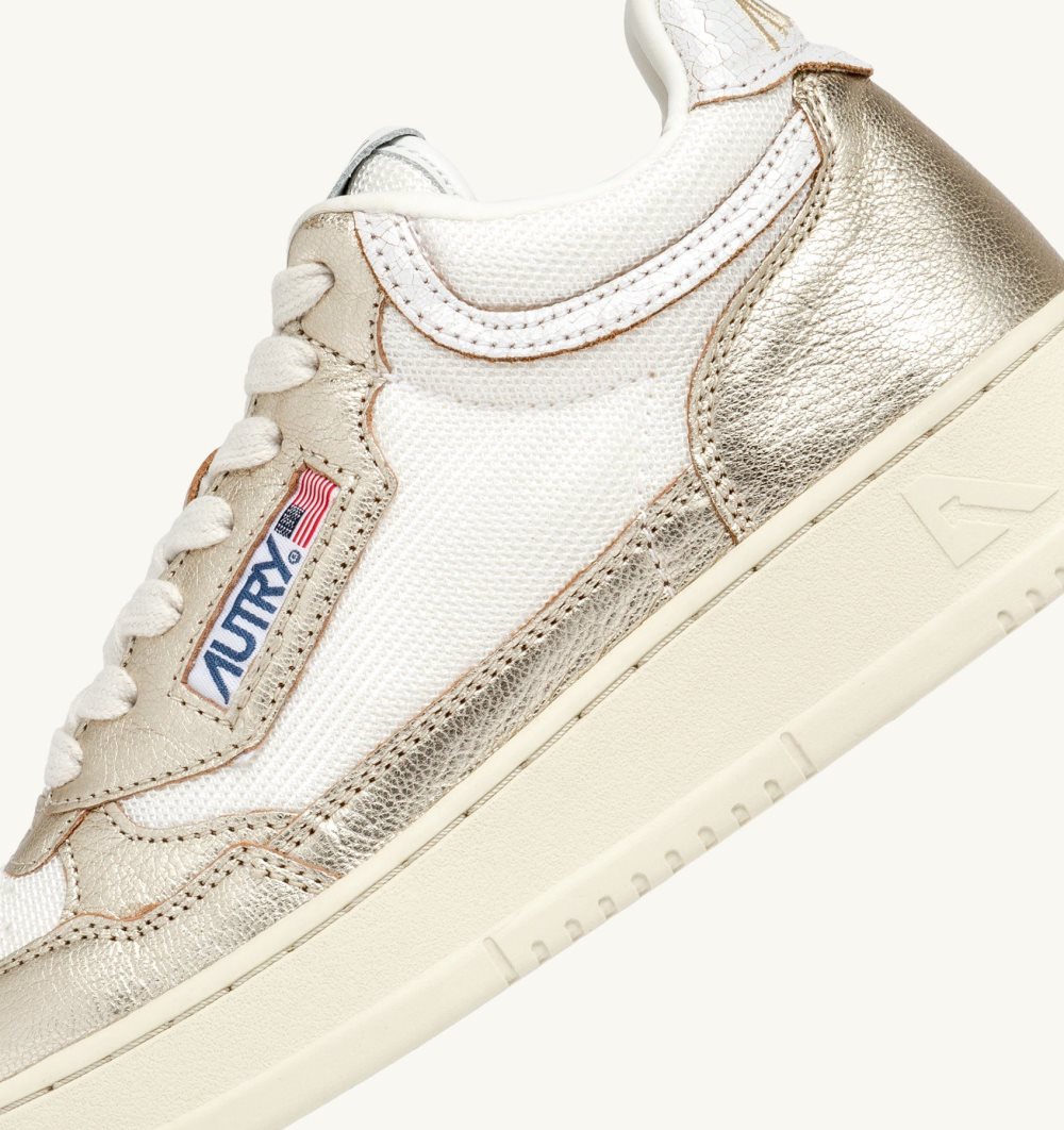 Gold / White Autry Open Mid Sneakers Mesh Platinum | SPOJDZ864