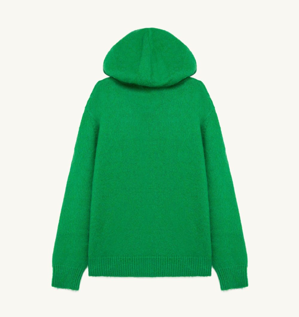 Green Autry Hoodie Wool Knit | BGPODZ653