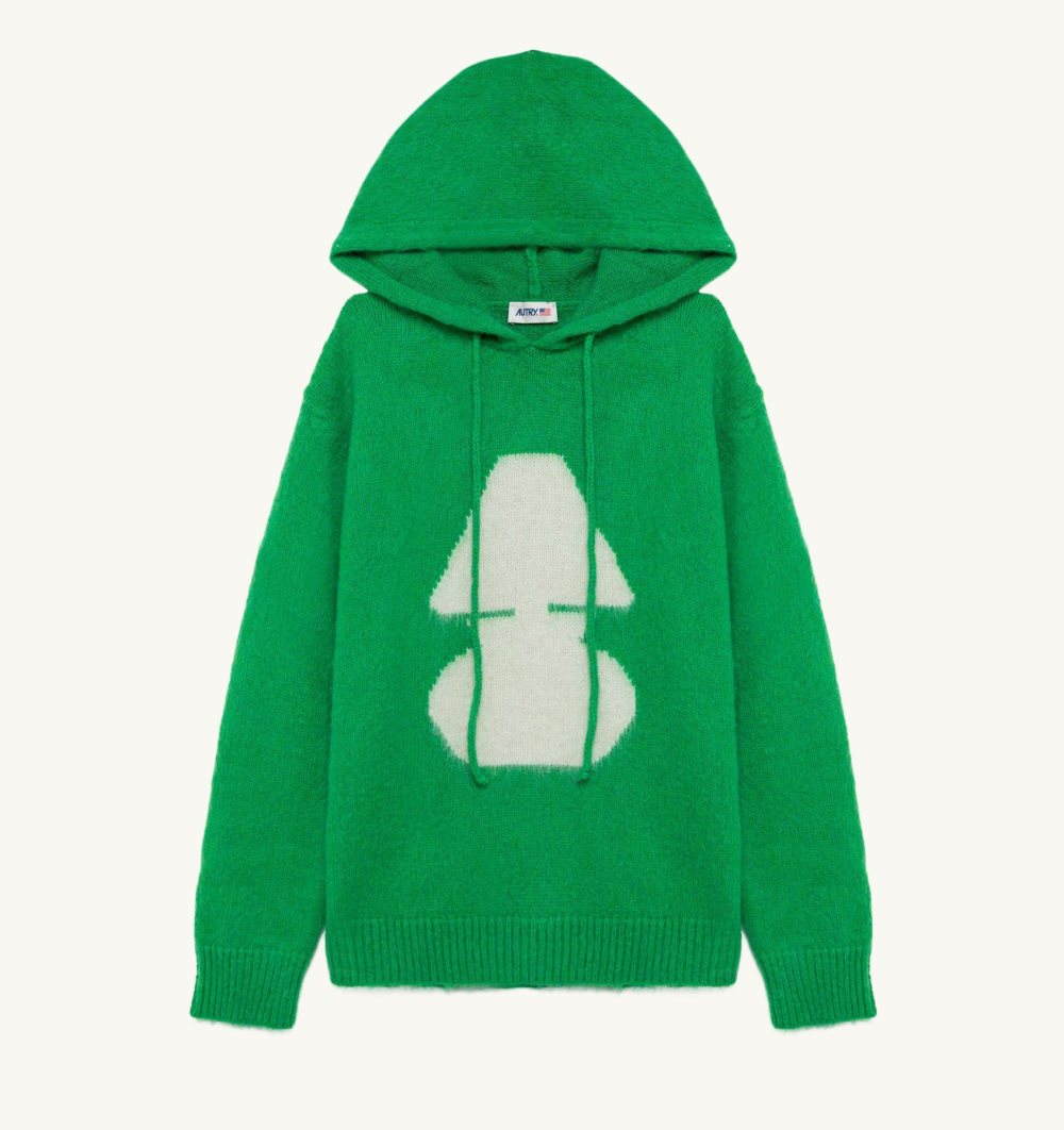 Green Autry Hoodie Wool Knit | BGPODZ653