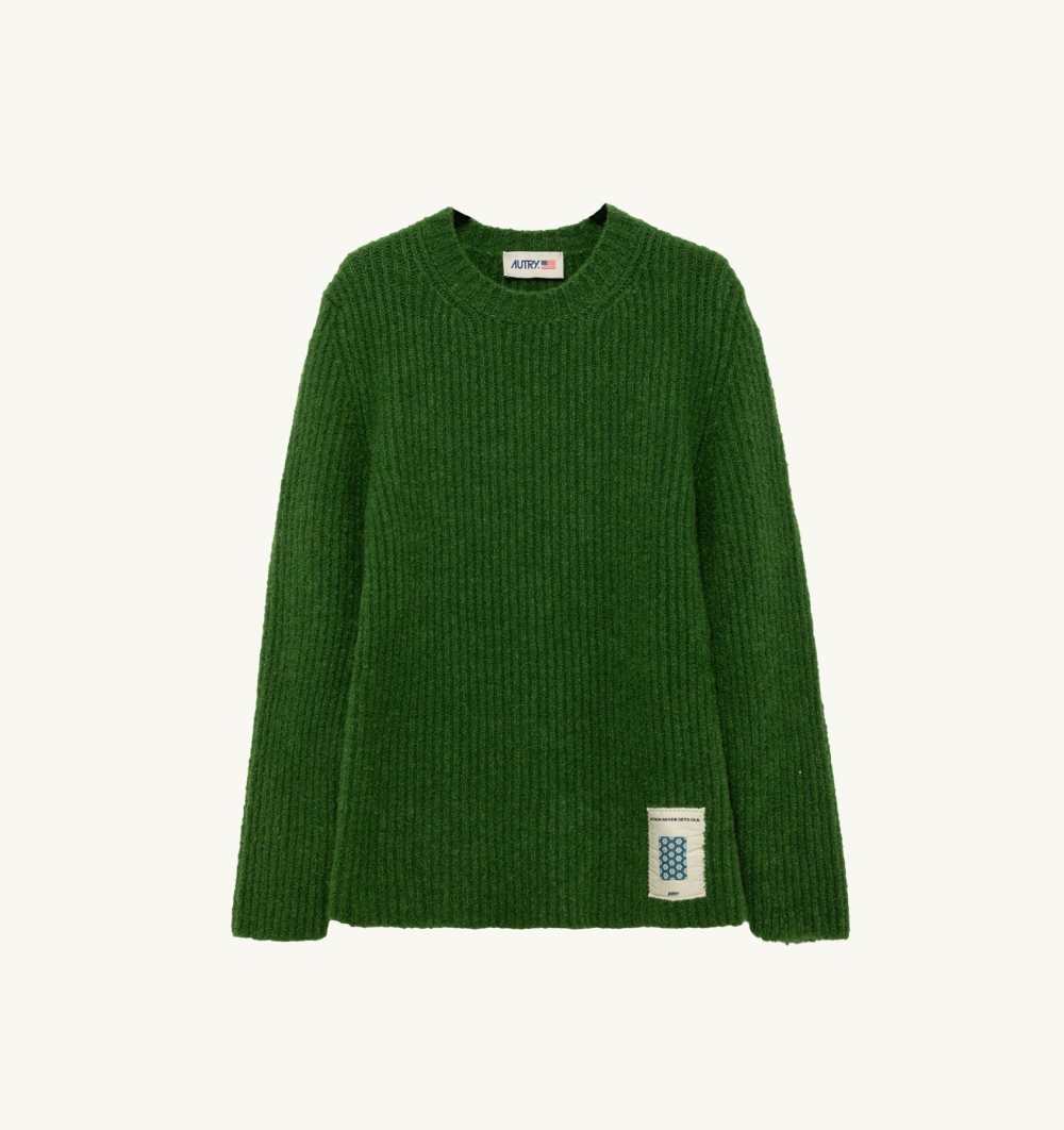 Green Autry Sweater Fisherman Knit | IRXMSW841