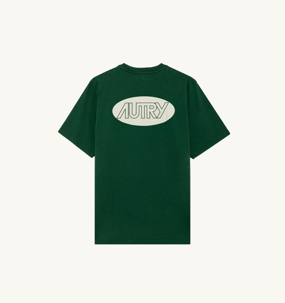 Green Autry T-shirt Cotton Printed Logo | CTKDBU239