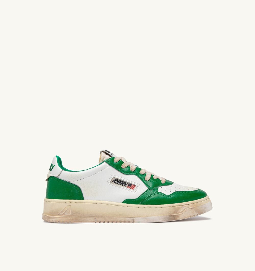 Green / White Autry Medalist Low Super Vintage Sneakers Leather | DICHNK271