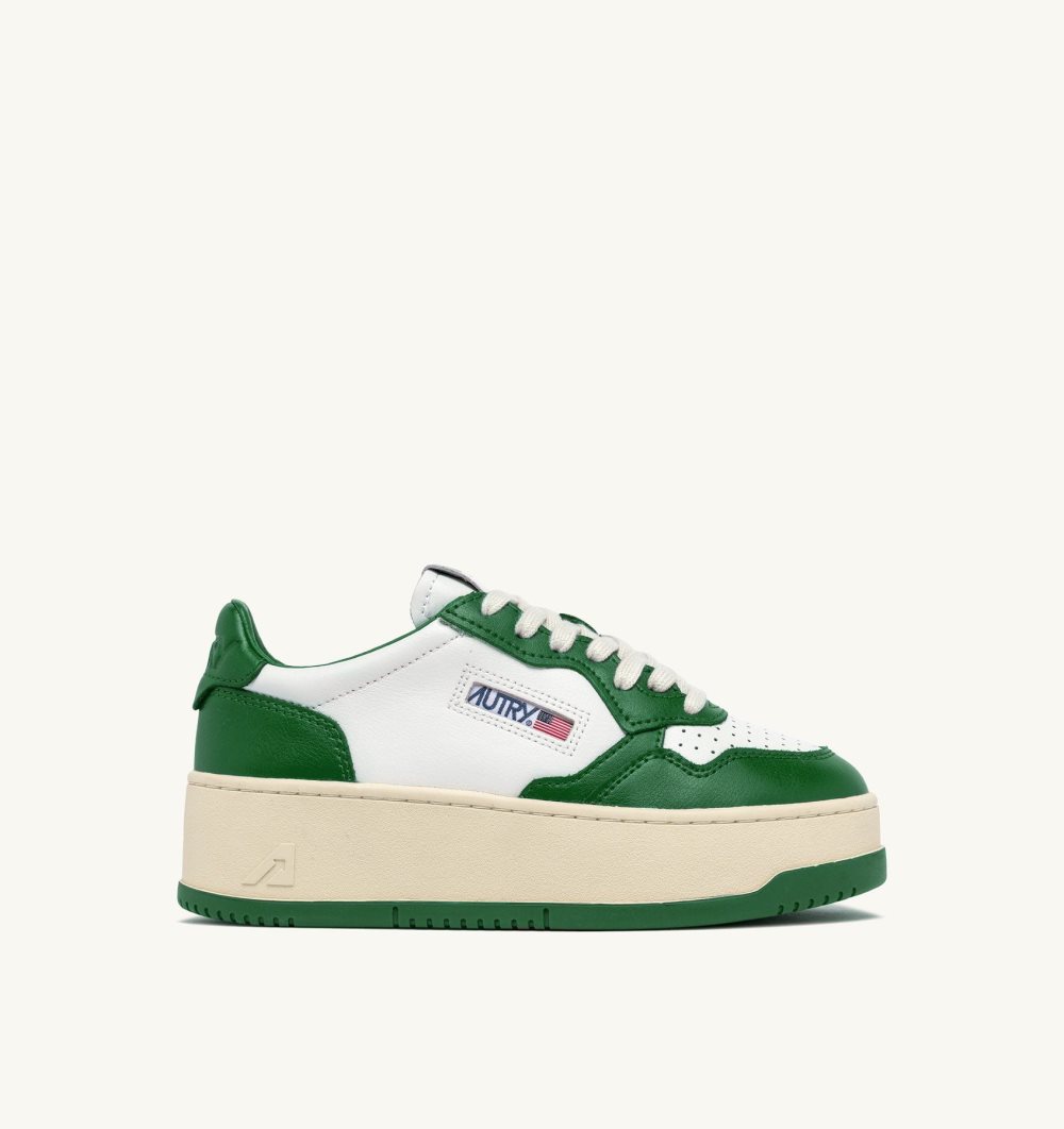 Green / White Autry Medalist Platform Sneakers Amazon Leather | TDFLYS510