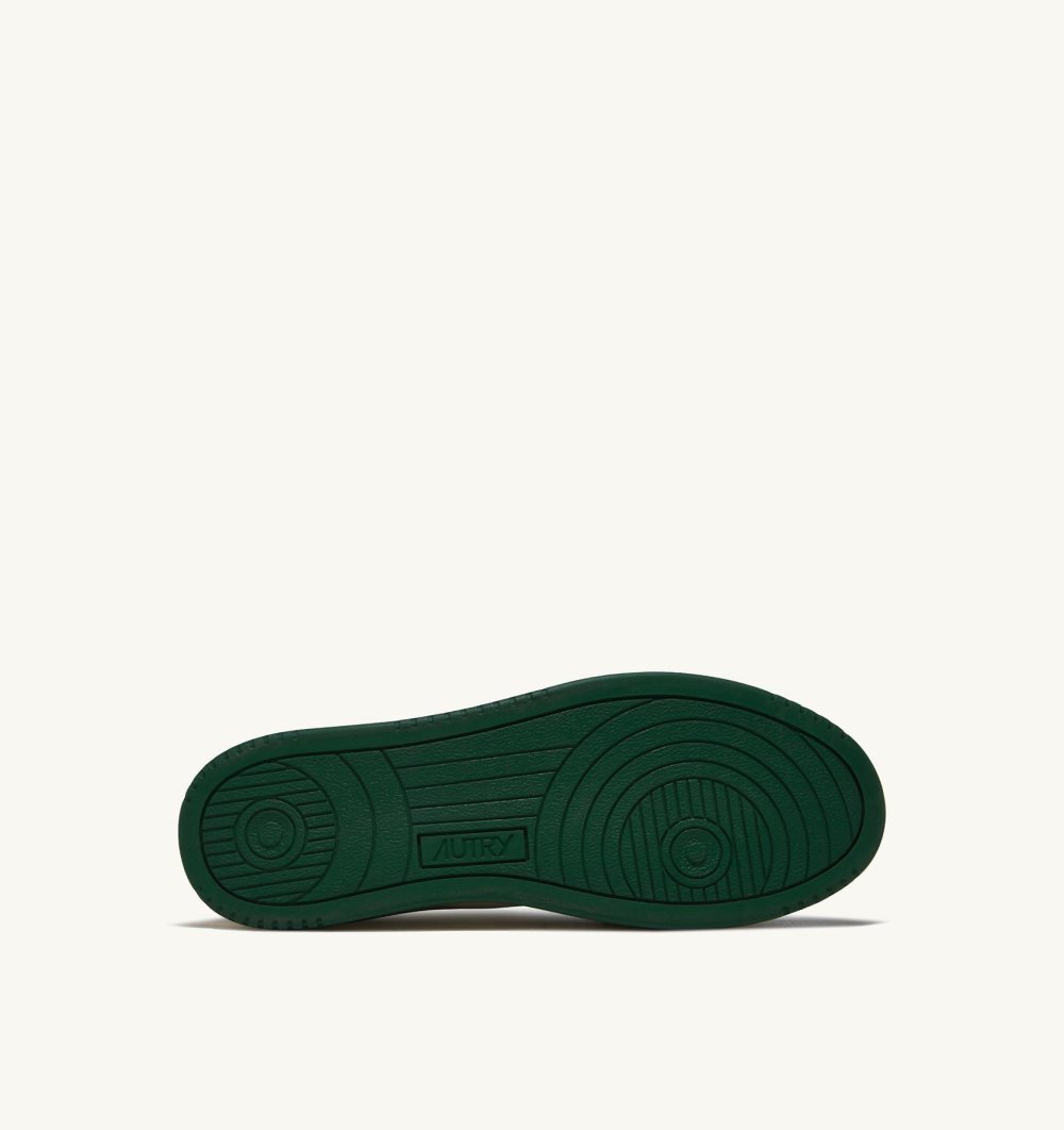 Green / White Autry Two-tone Medalist Low Sneakers Soft Goatskin Frayed Canvas | YPXSFU187