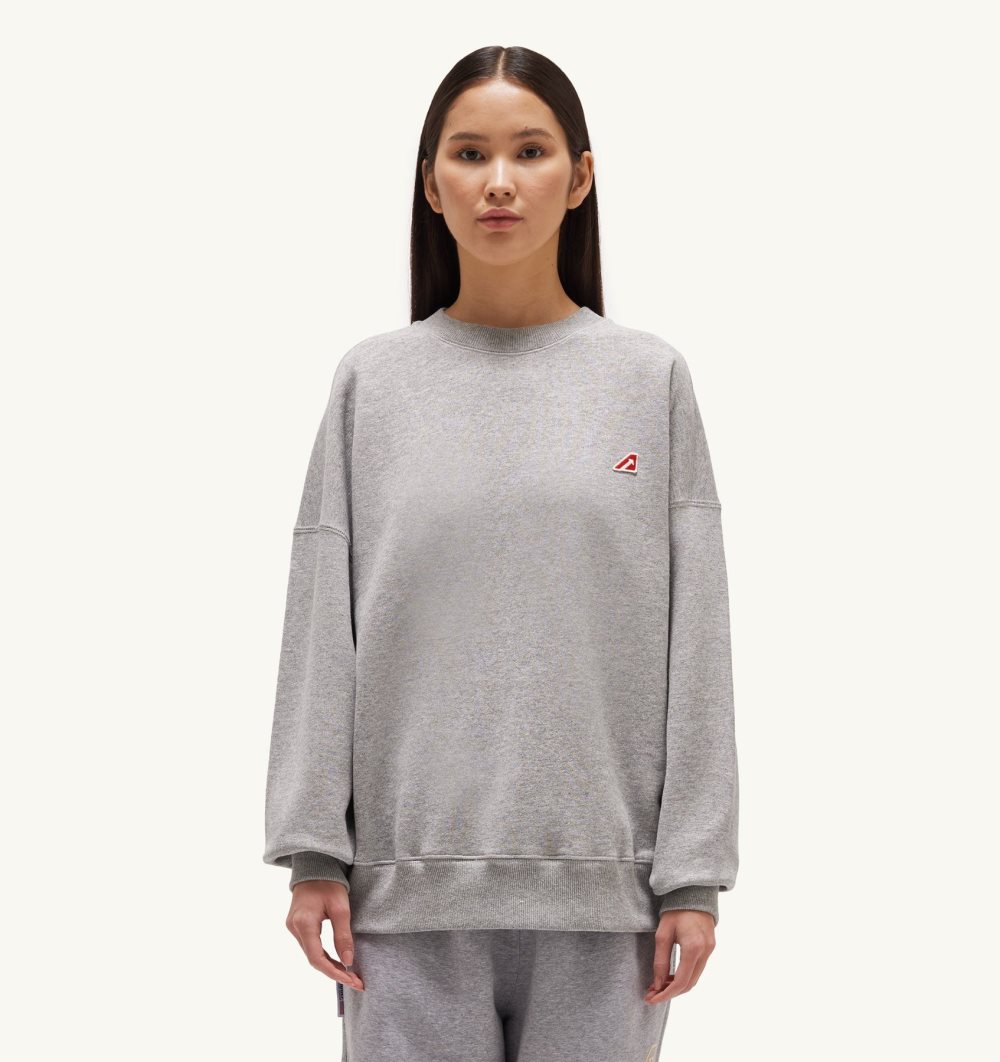 Grey Autry Crew Neck Sweatshirt Gauzed Cotton Jersey | ICVZKD791