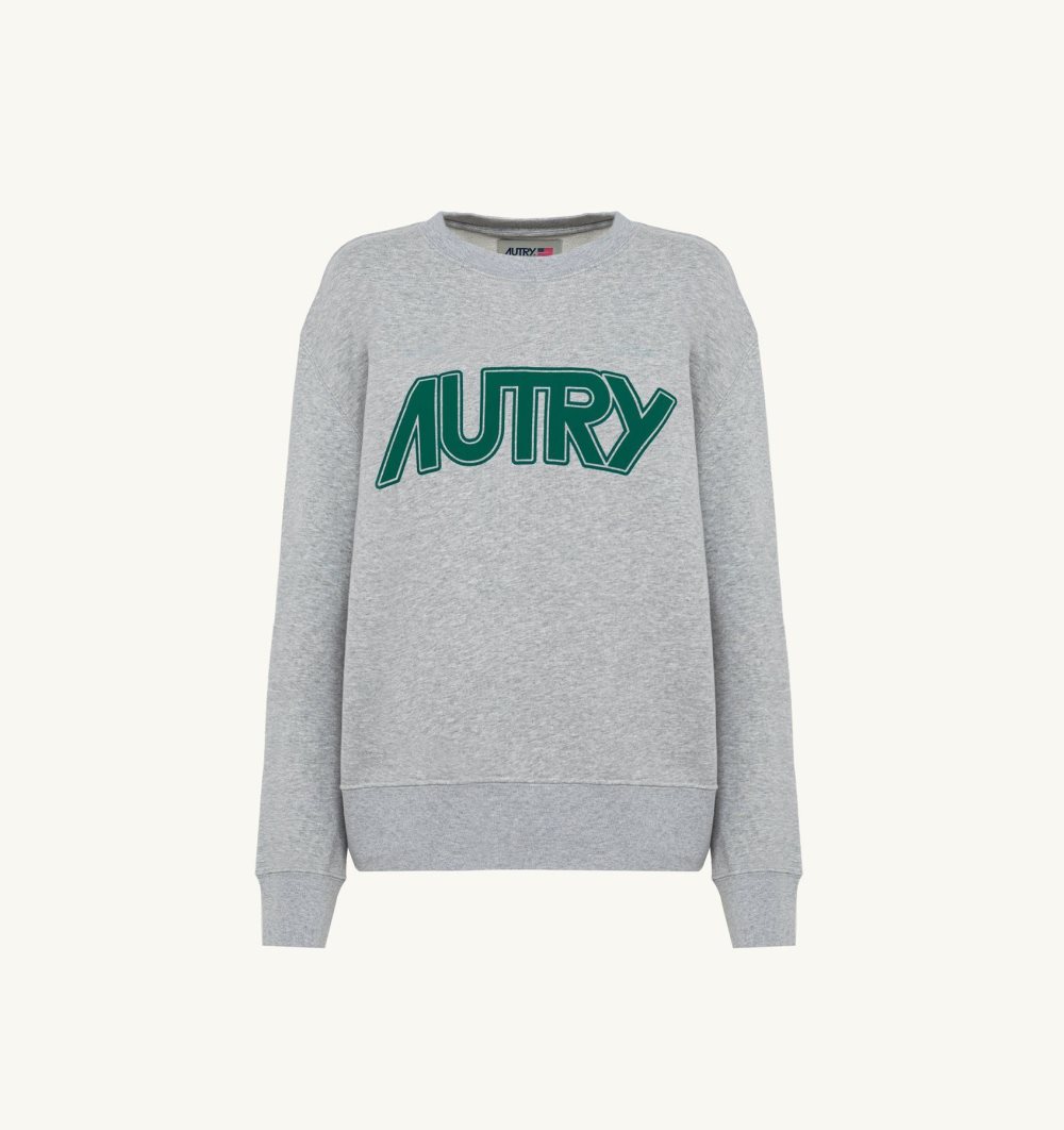 Grey Autry Crew Neck Sweatshirt Melange Cotton | AVCDZJ412