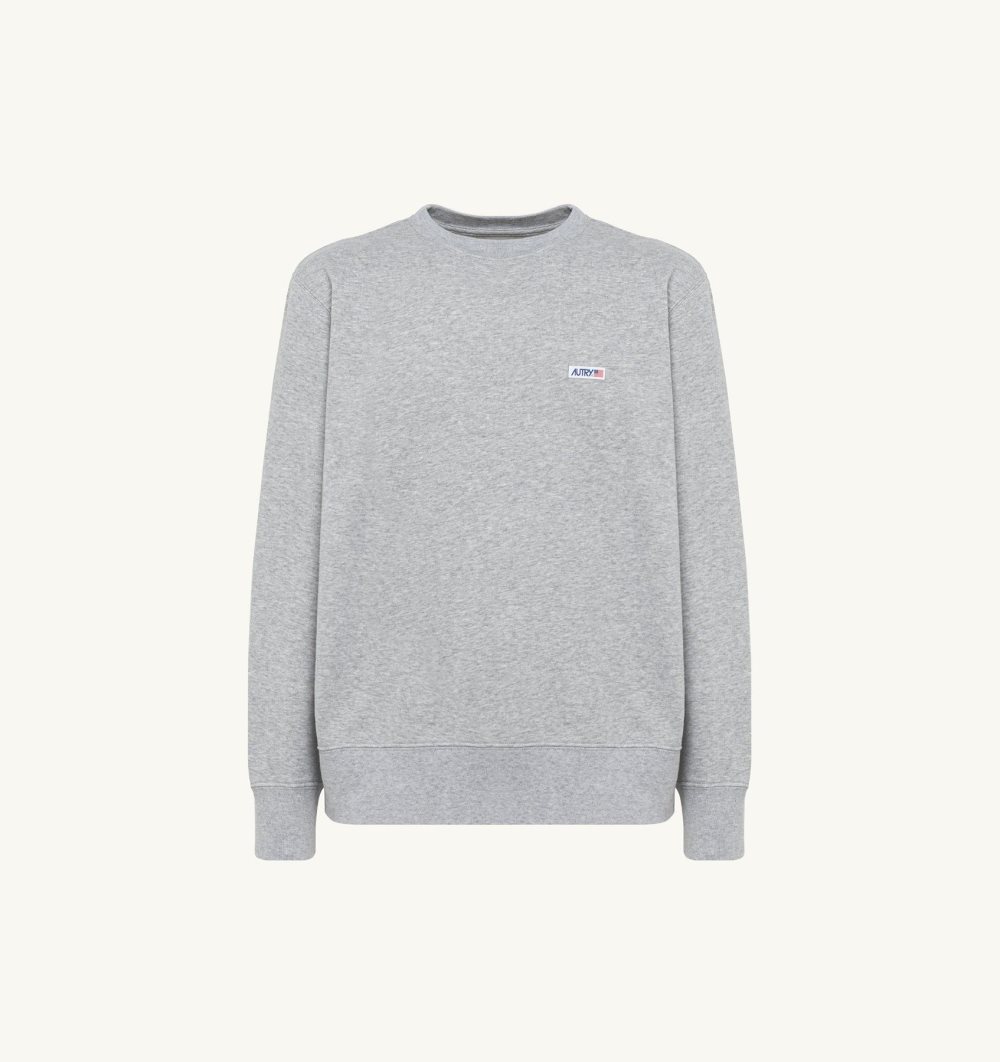 Grey Autry Crew Neck Sweatshirt Melange Cotton | WZTXGA419