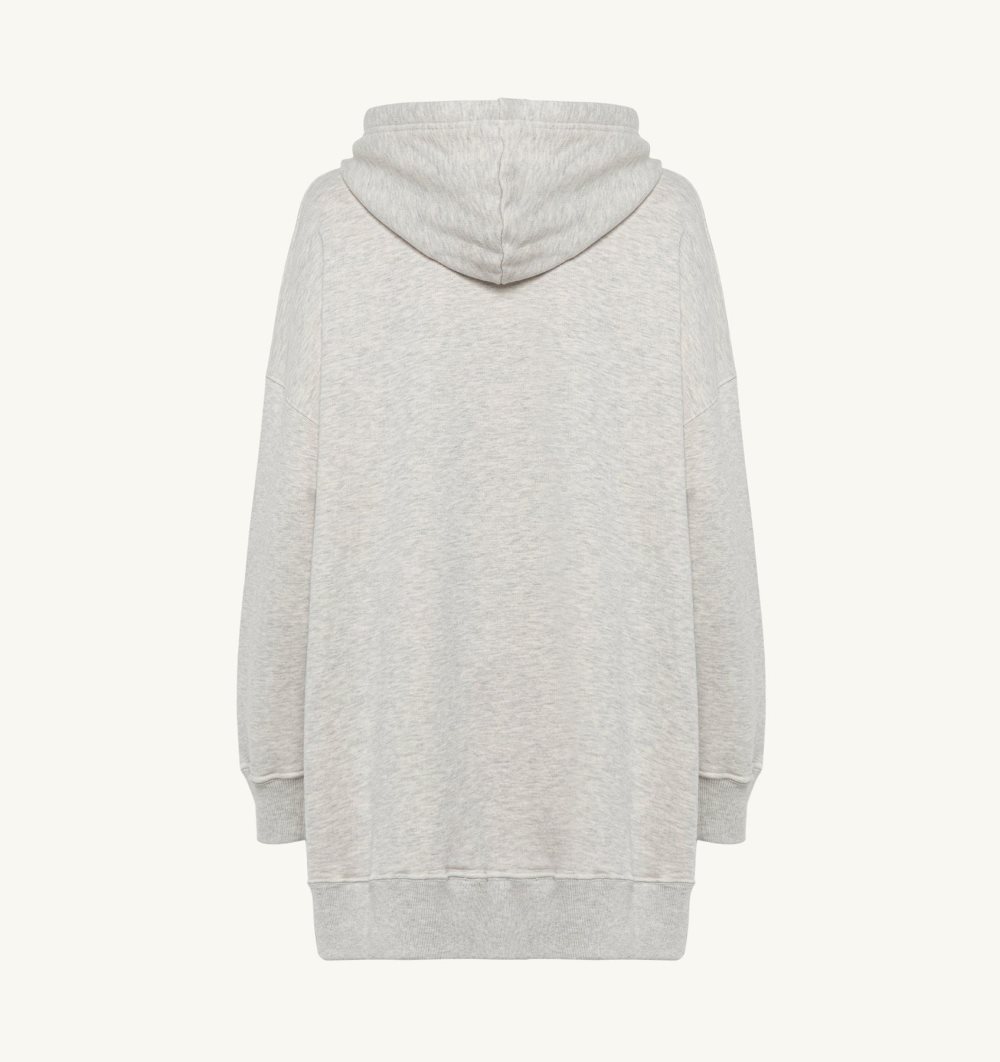 Grey Autry Melange Hooded Sweatshirt Dress Embroidery Logo | VIPUYD956