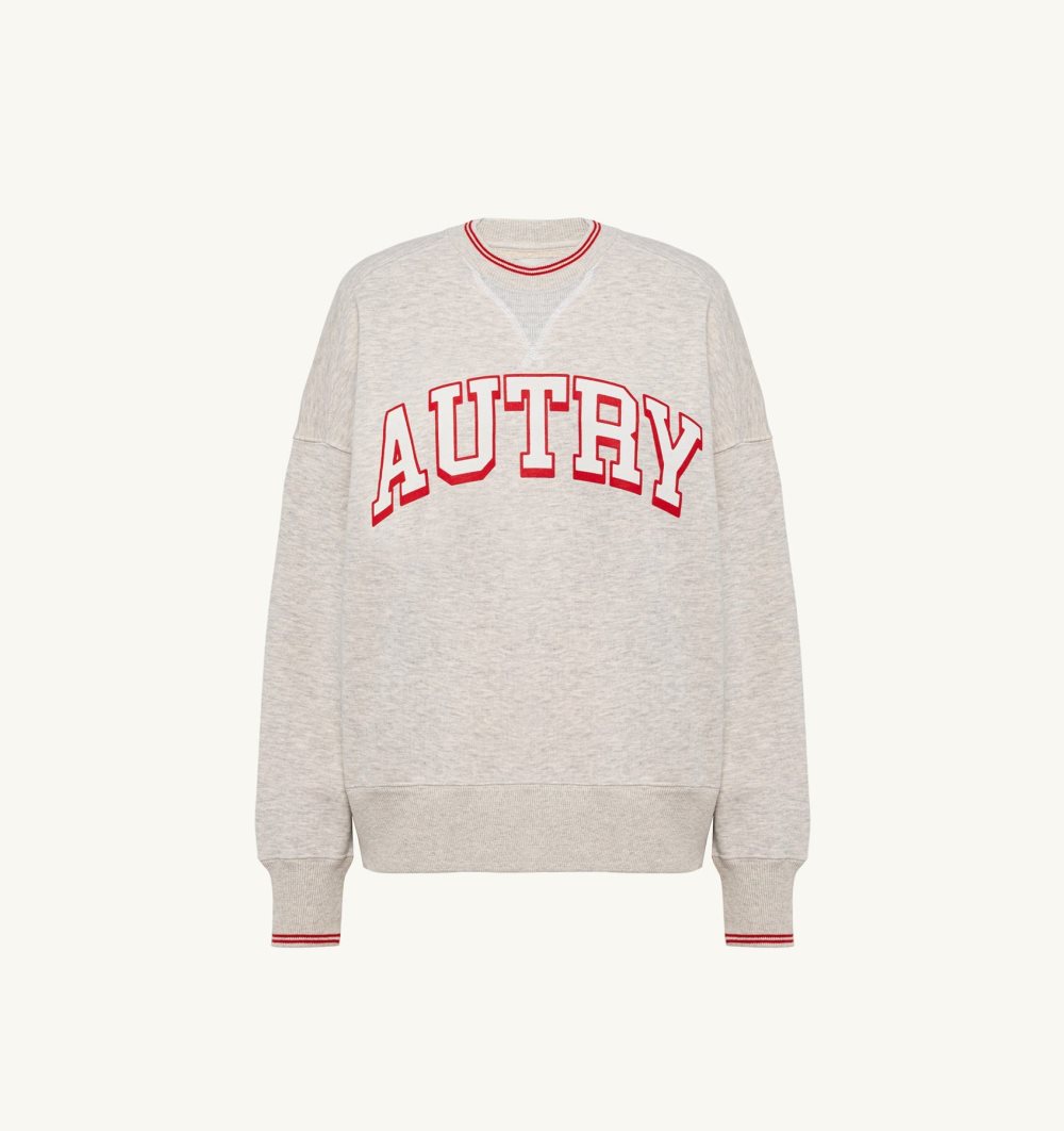 Grey Autry Relaxed Fit Crew Neck Sweatshirt Cotton | PBLQNW804