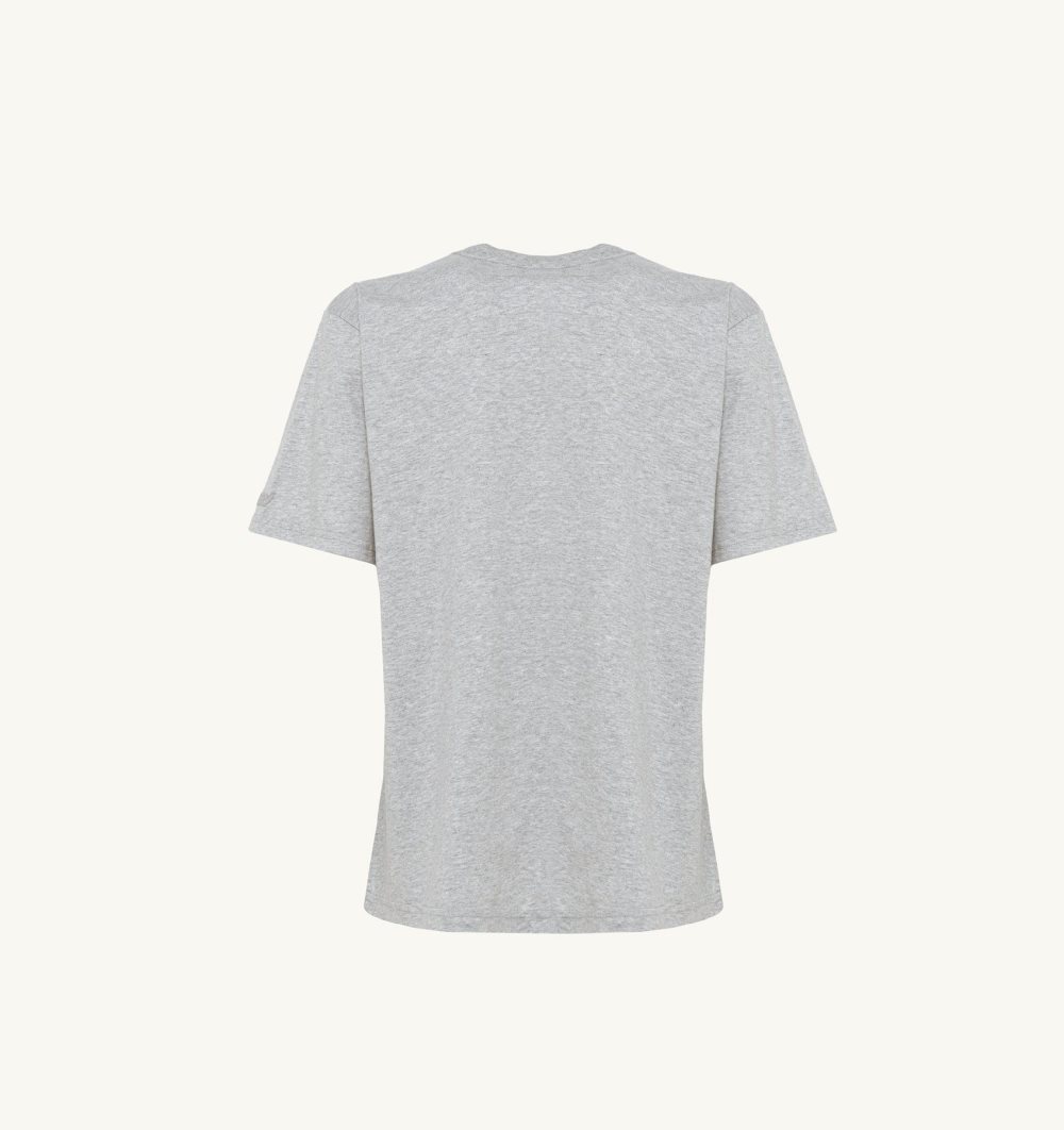 Grey Autry T-shirt Melange Cotton Jersey Logo | HLYJXK830