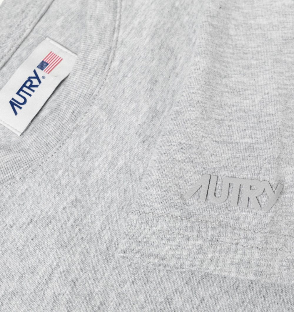 Grey Autry T-shirt Melange Cotton Jersey Logo | HLYJXK830