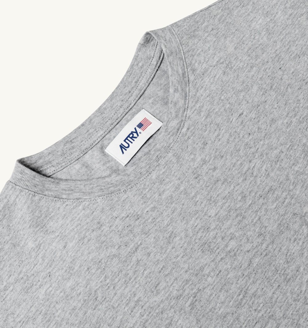 Grey Autry T-shirt Melange Cotton Jersey Logo | BDIRCF193