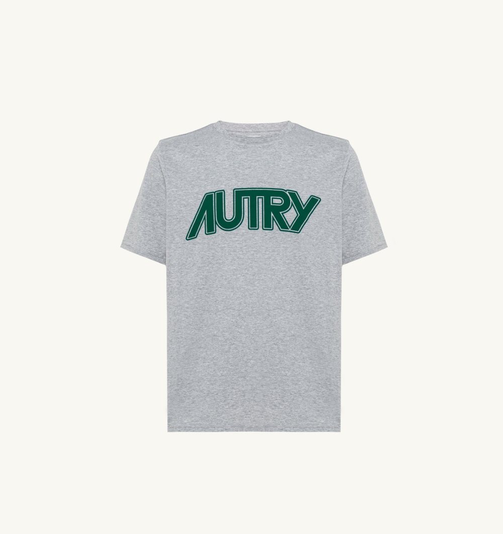 Grey Autry T-shirt Melange Cotton Jersey | JSWUPF859