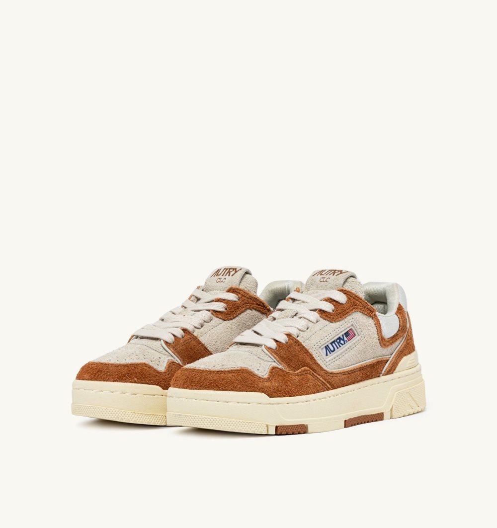 Marrone Autry Clc Low Sneakers Cream Terracotta Leather Mesh | OYWKZL185