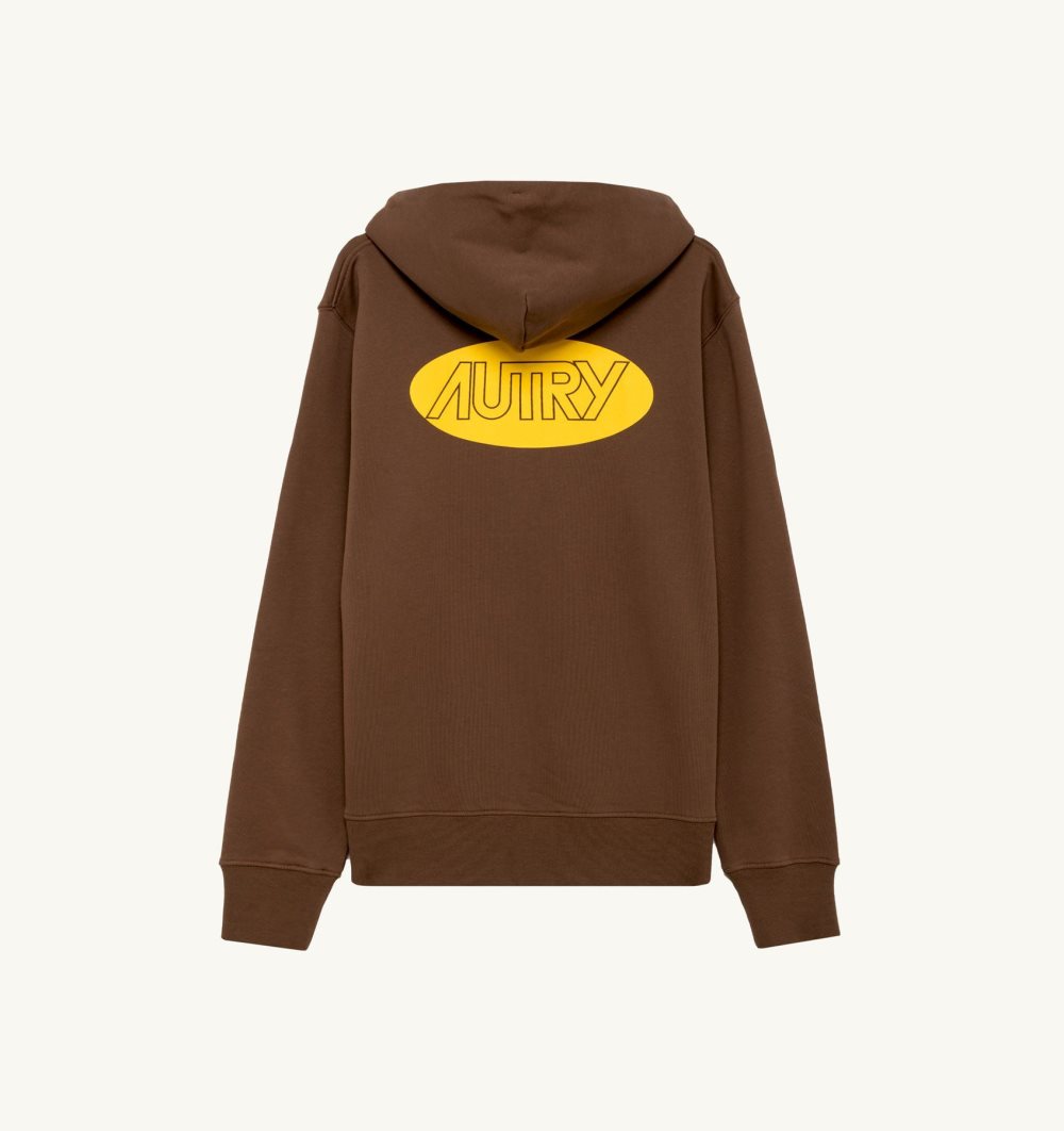 Marrone Autry Hoodie Jersey Printed Logo | QBARUY782