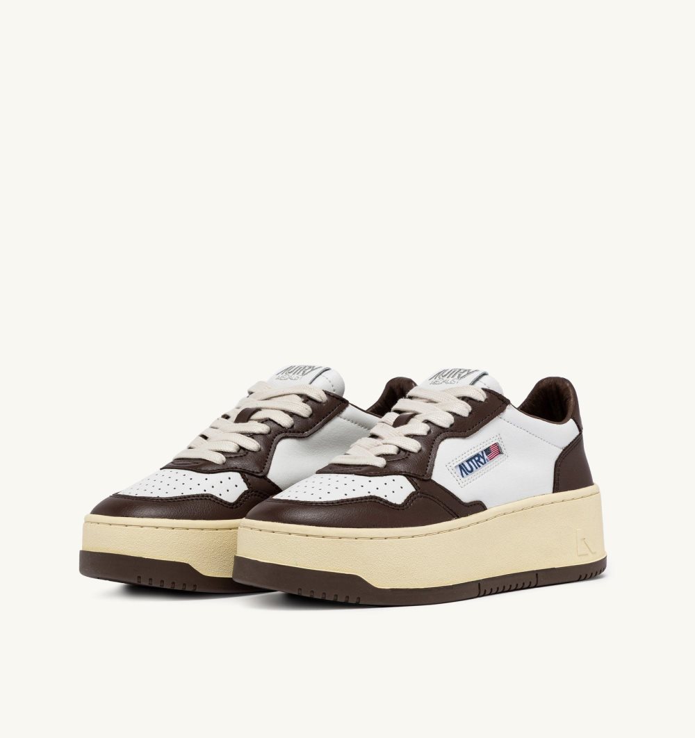 Marrone Autry Medalist Platform Sneakers Chestnut Leather | JWKCXO074