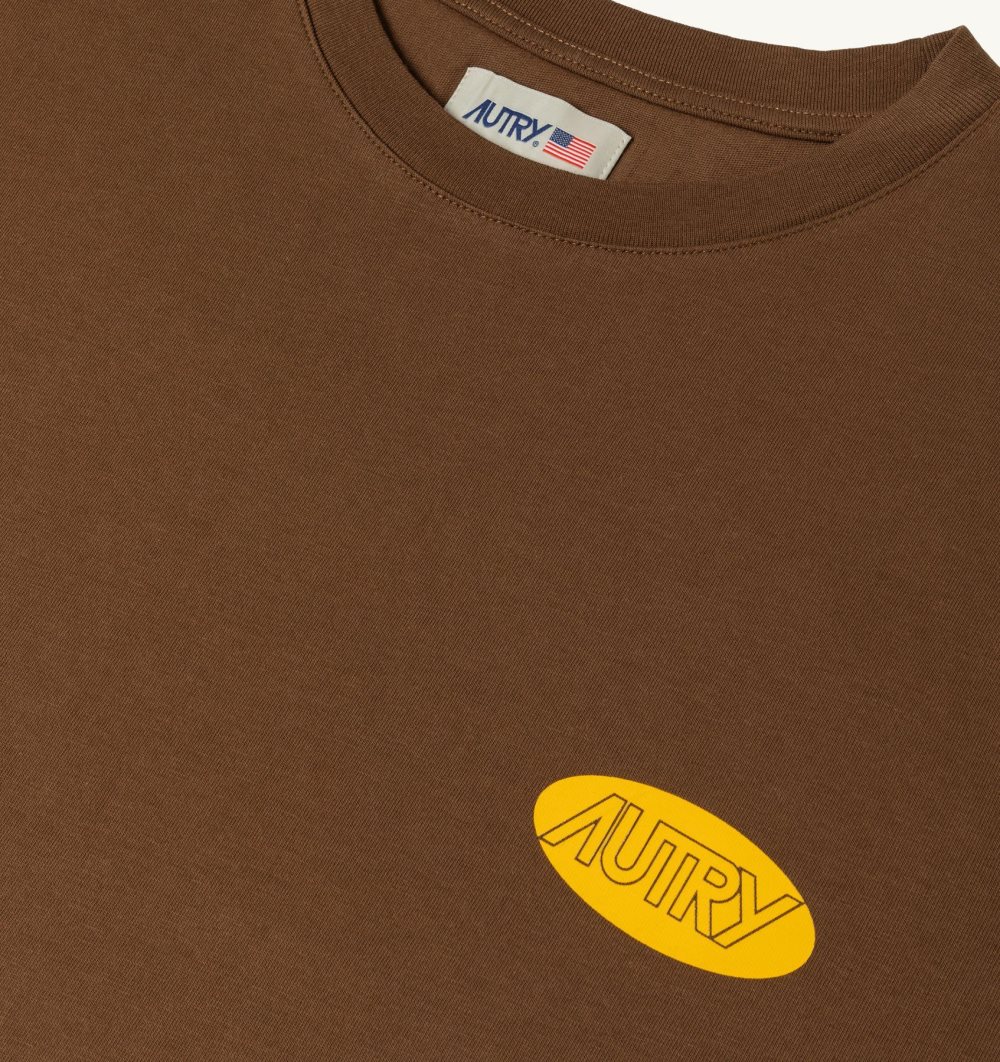 Marrone Autry T-shirt Cotton Printed Logo | MKHFIO403