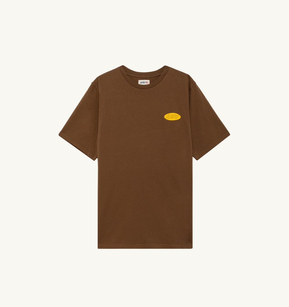 Marrone Autry T-shirt Cotton Printed Logo | PIWANT364