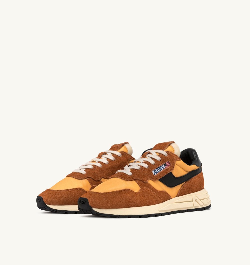 Orange Autry Reelwind Low Sneakers Sunset Nylon Suede | MFXKVP618