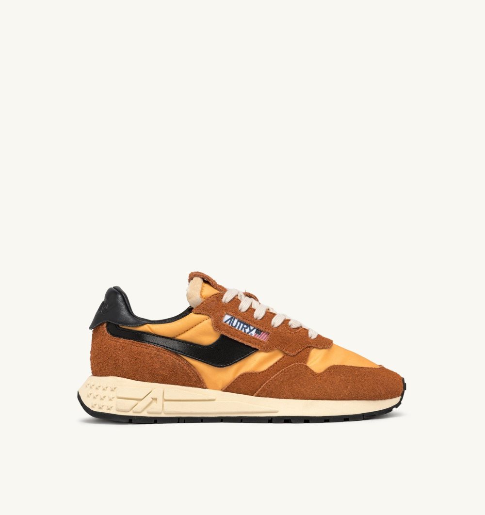 Orange Autry Reelwind Low Sneakers Sunset Nylon Suede | MFXKVP618