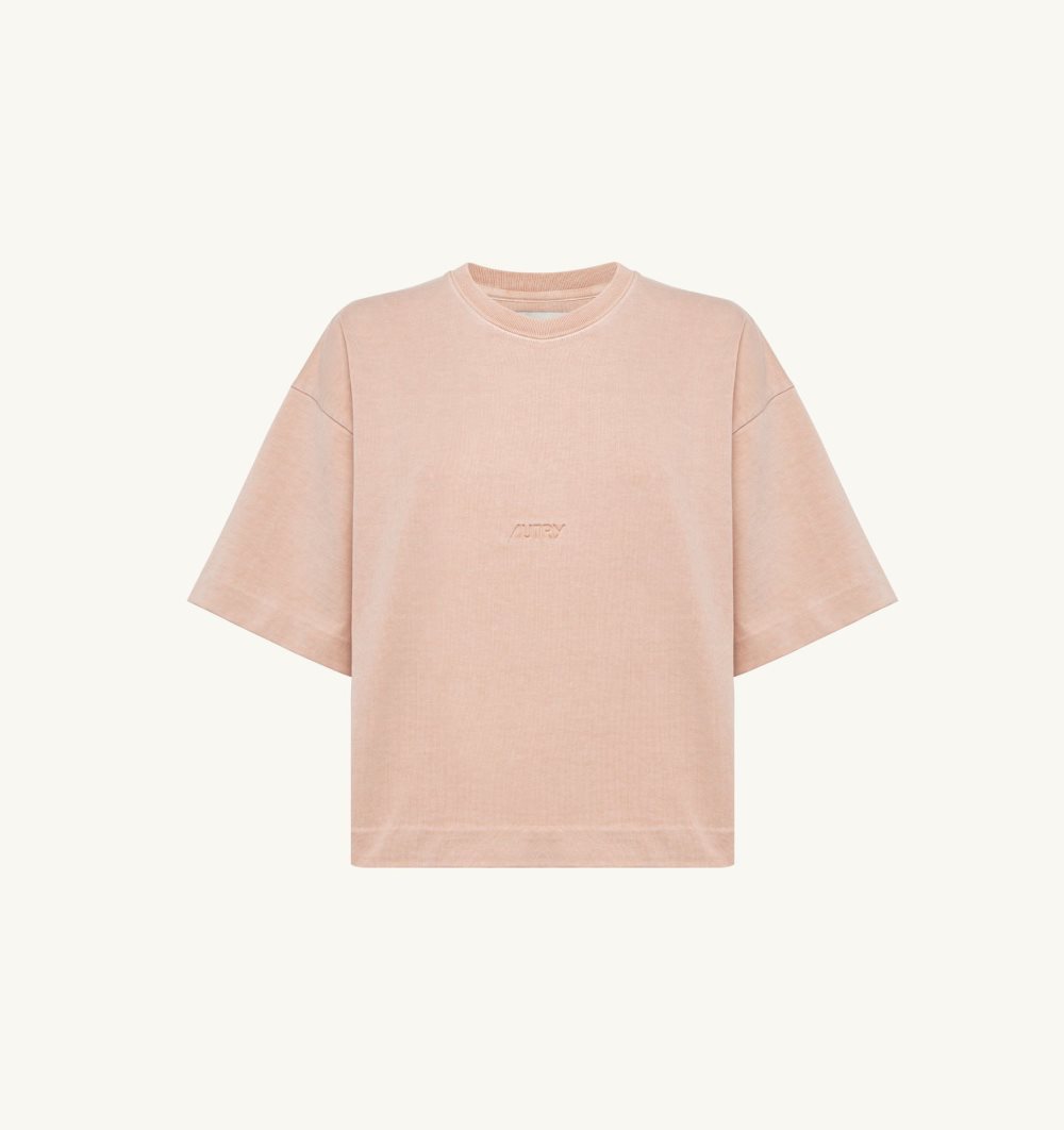 Pink Autry Boxy Fit T-shirt Cotton Jersey | MHBEGS460