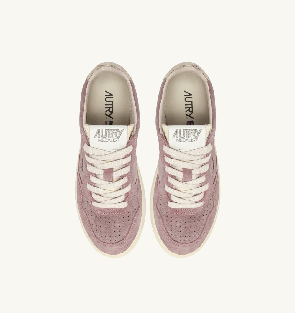 Pink Autry Medalist Low Sneakers Suede | CXHEVT207