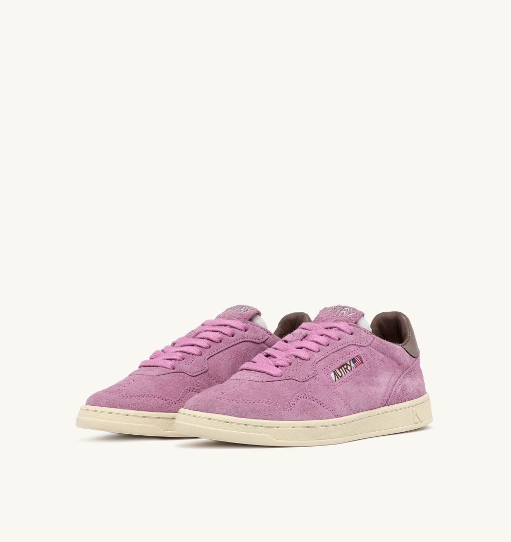 Pink Autry New Flat Low Sneakers Fuchsia Slate Suede | PVAIOT197