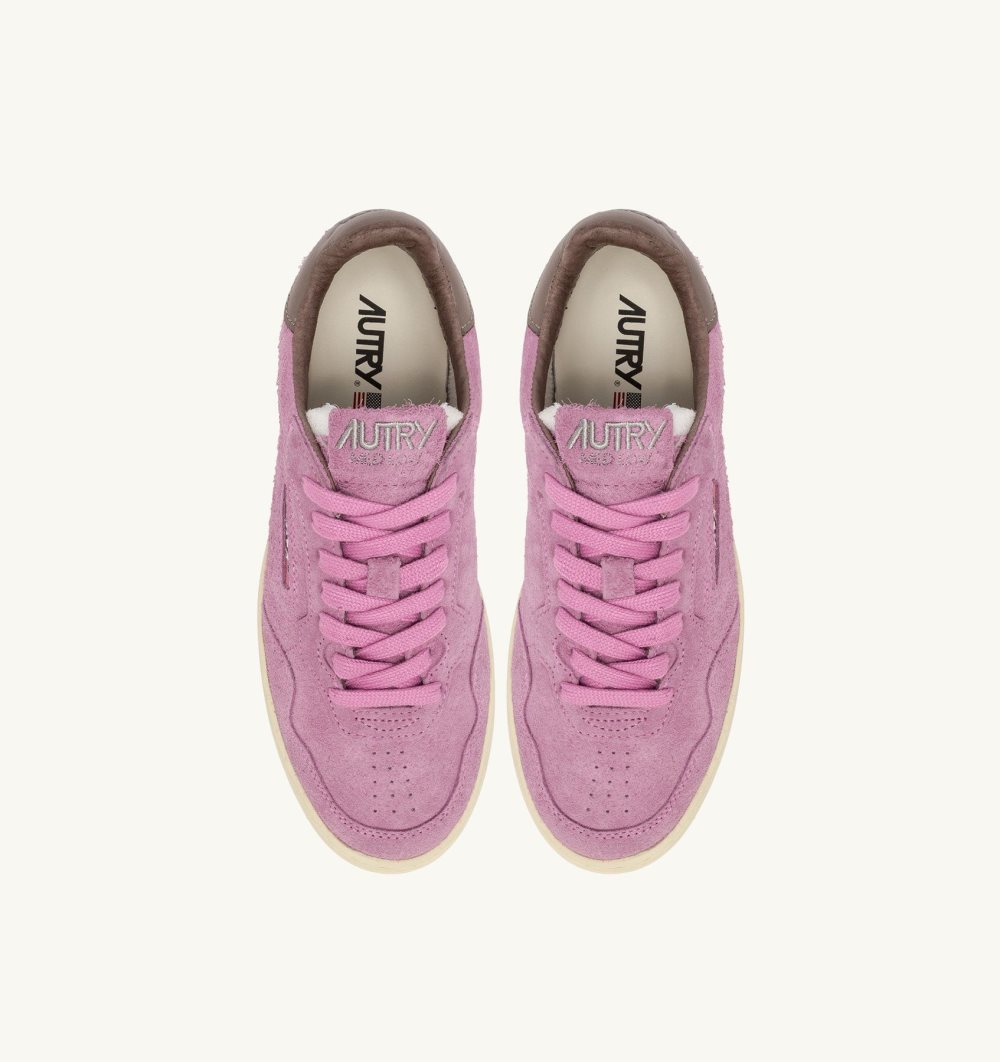 Pink Autry New Flat Low Sneakers Fuchsia Slate Suede | PVAIOT197