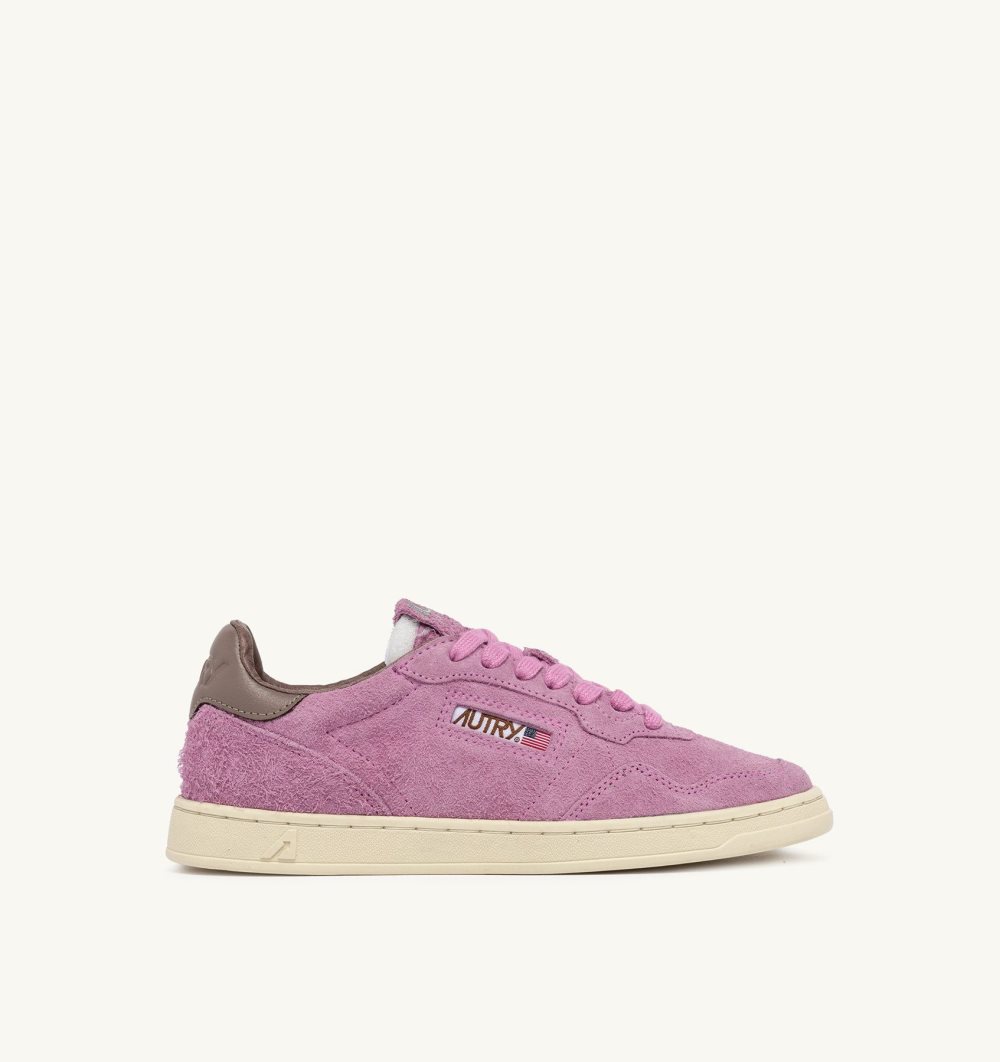 Pink Autry New Flat Low Sneakers Fuchsia Slate Suede | PVAIOT197