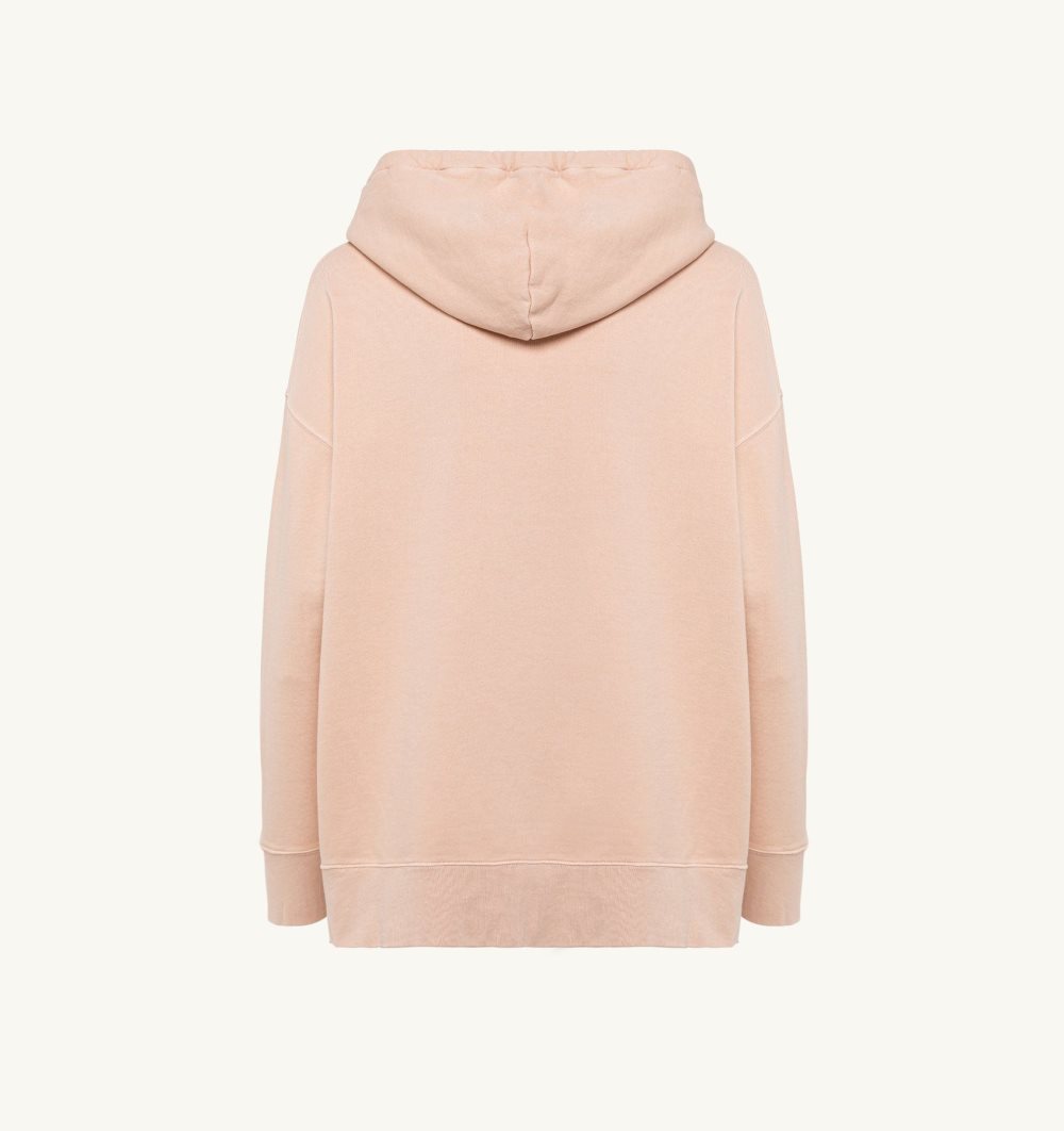 Pink Autry Relaxed Fit Hooded Sweatshirt Cotton Jersey Embossed Logo | WLFRTK635