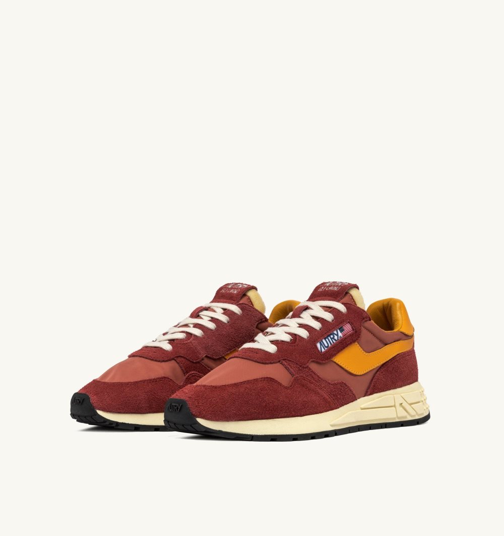 Red / Orange Autry Reelwind Low Sneakers Nylon Suede | RKFMWZ891