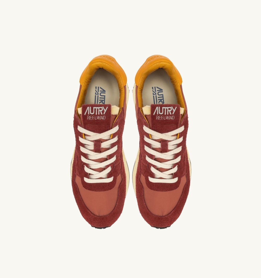 Red / Orange Autry Reelwind Low Sneakers Nylon Suede | RKFMWZ891