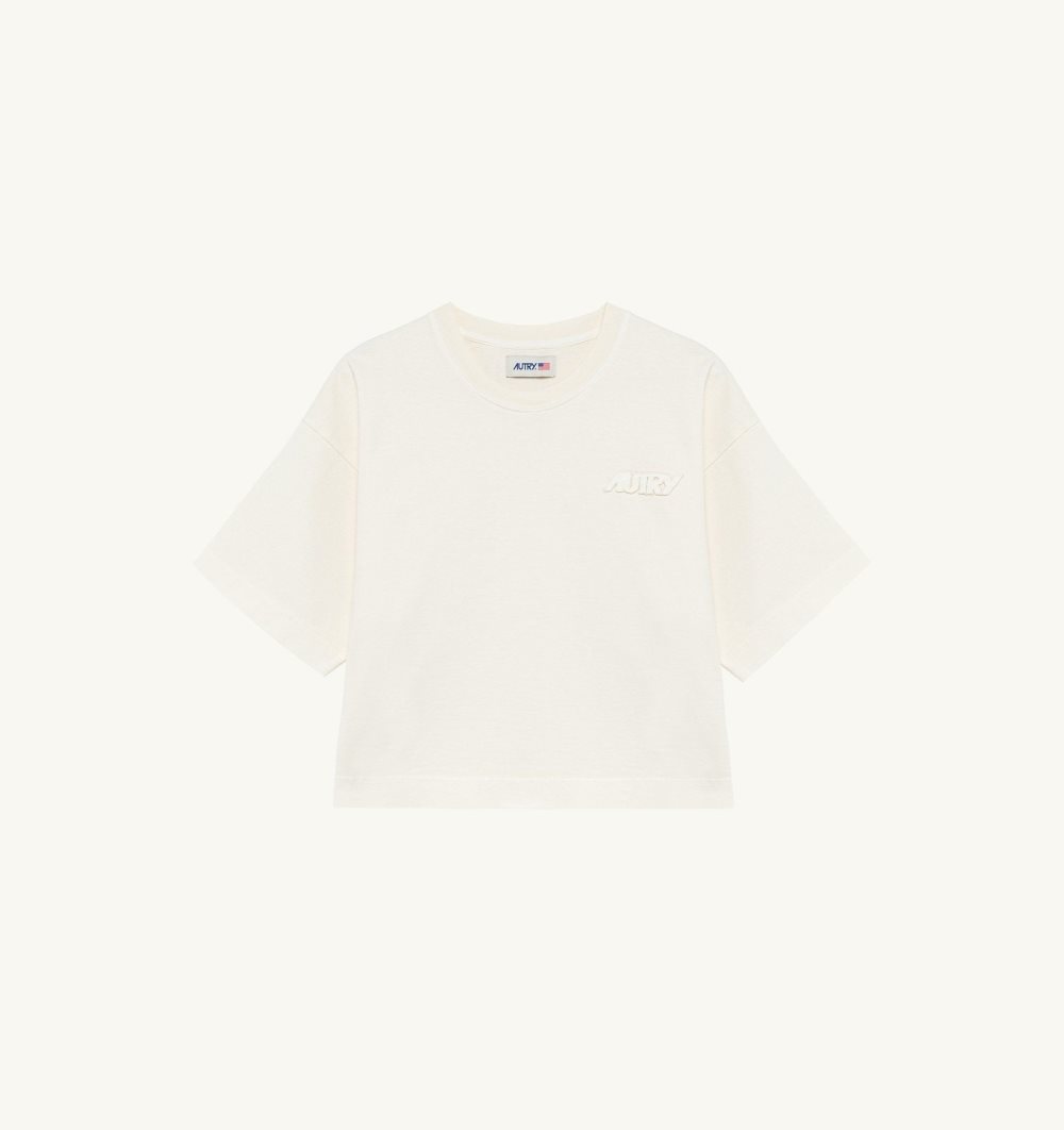 White Autry Boxy T-shirt Heavy Cotton | CYEZLA817