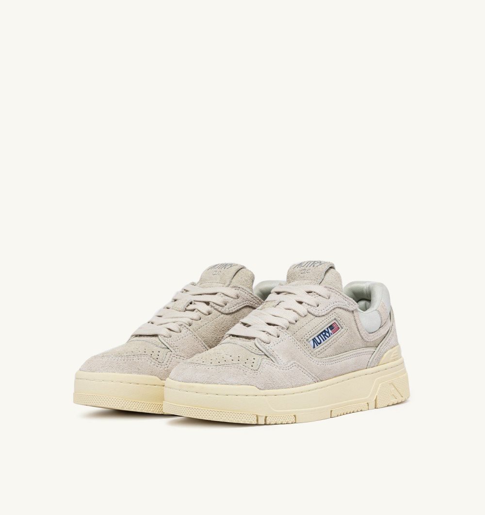 White Autry Clc Low Sneakers Cream Leather Mesh | GLXJIZ039