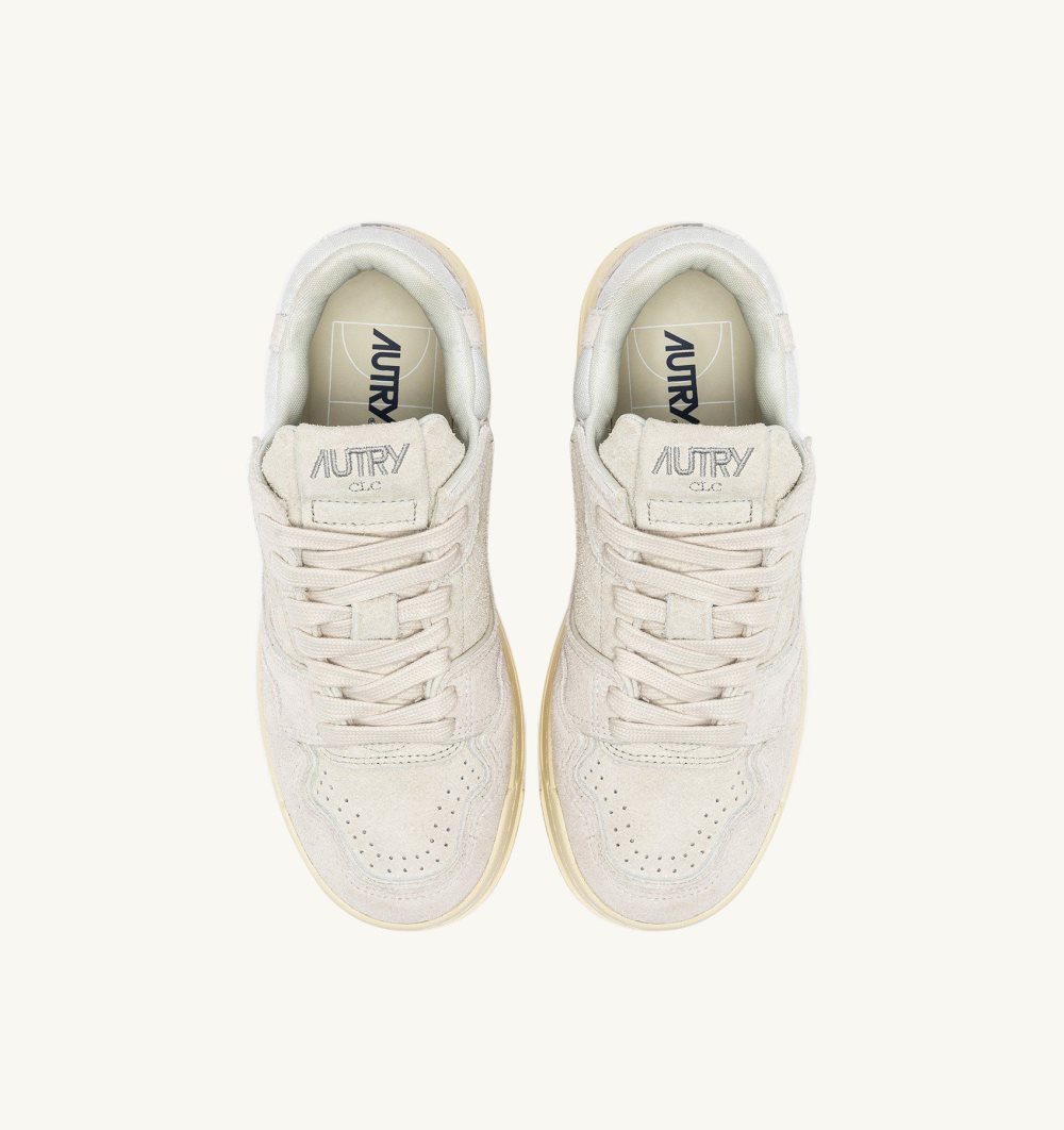 White Autry Clc Low Sneakers Cream Leather Mesh | QVPUWB035