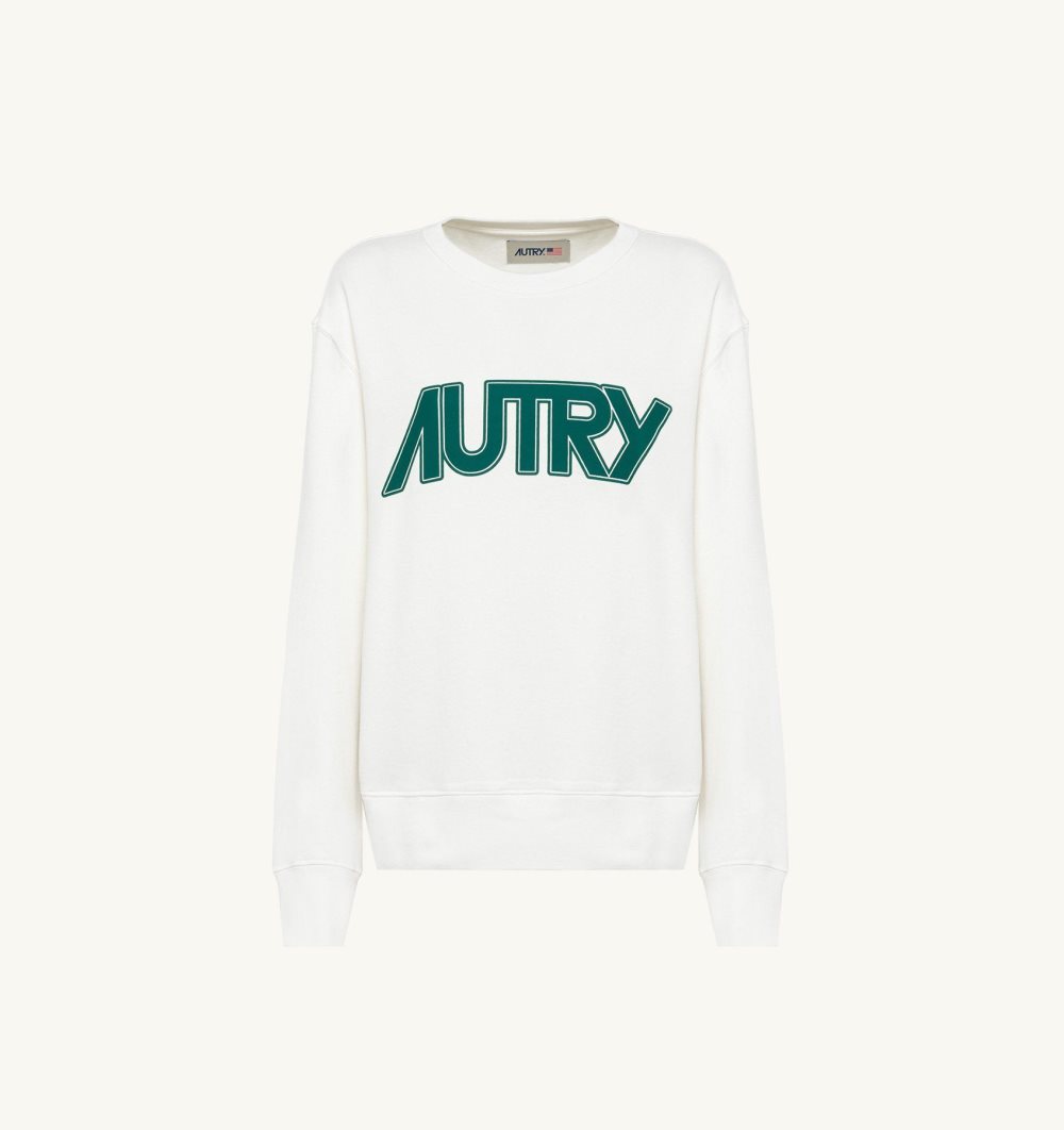 White Autry Crew Neck Sweatshirt Cotton | BGYXFM596