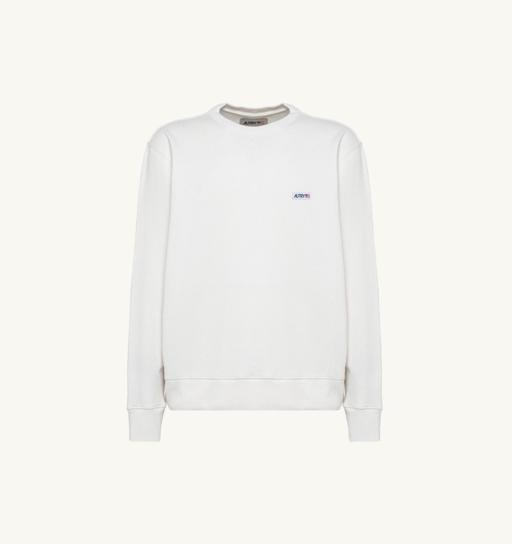 White Autry Crew Neck Sweatshirt Cotton | VARBNI437