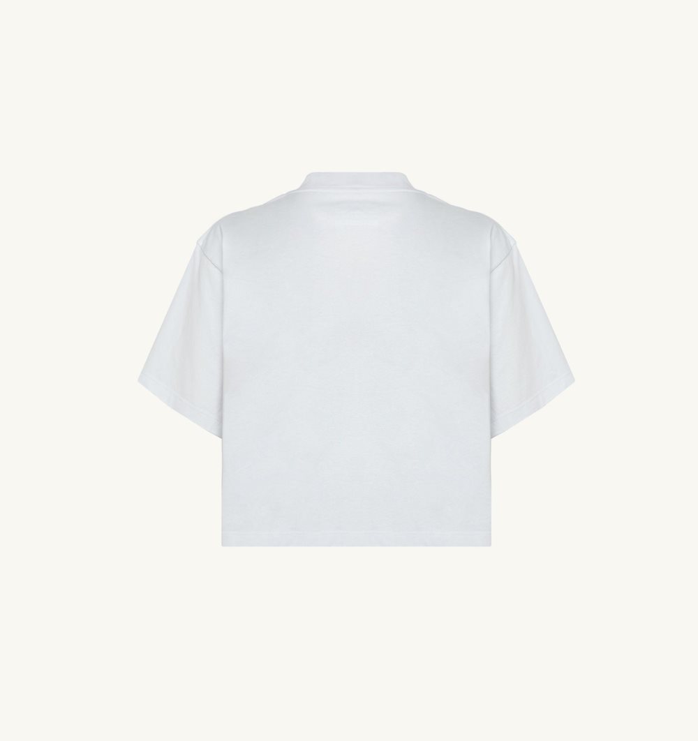 White Autry Cropped T-shirt Cotton Jersey | PWQXYJ473