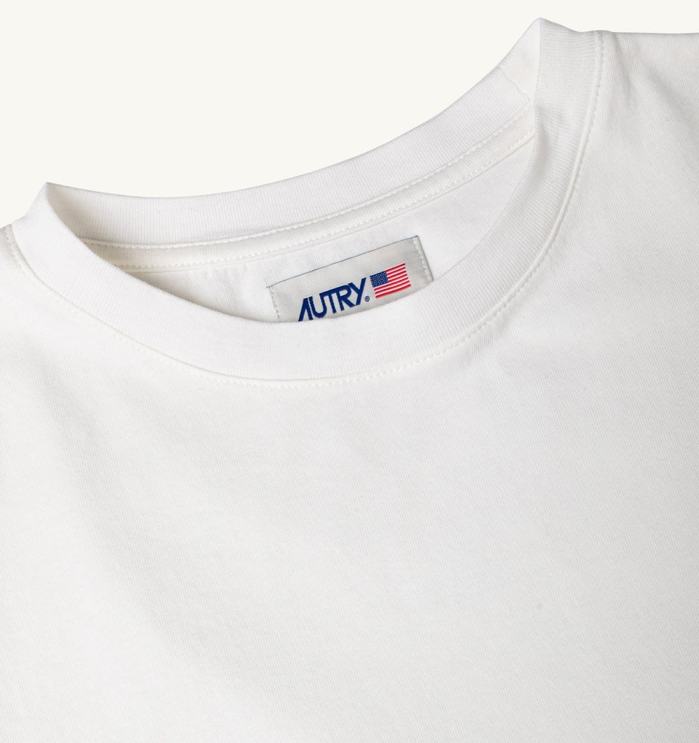 White Autry Label T-shirt Cotton Jersey | DWOHYX247