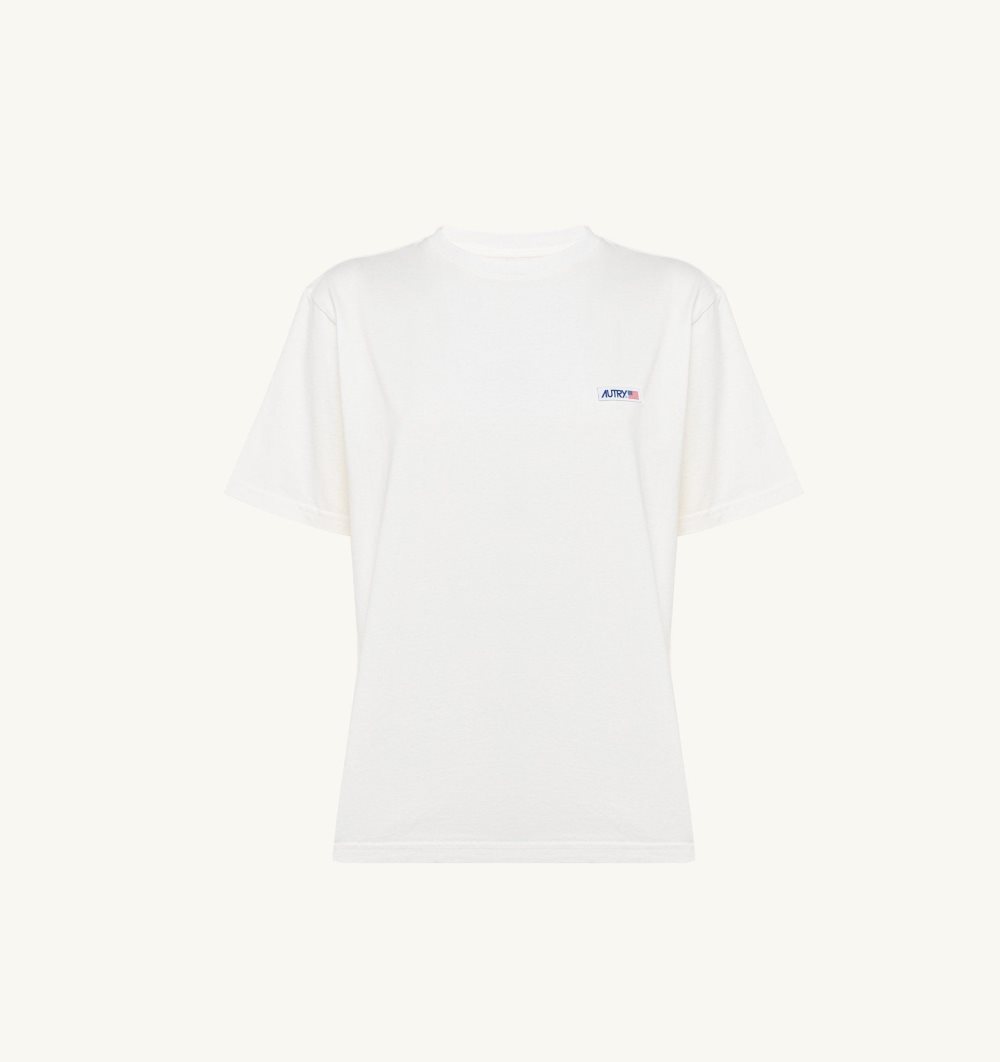 White Autry Label T-shirt Cotton Jersey | DWOHYX247