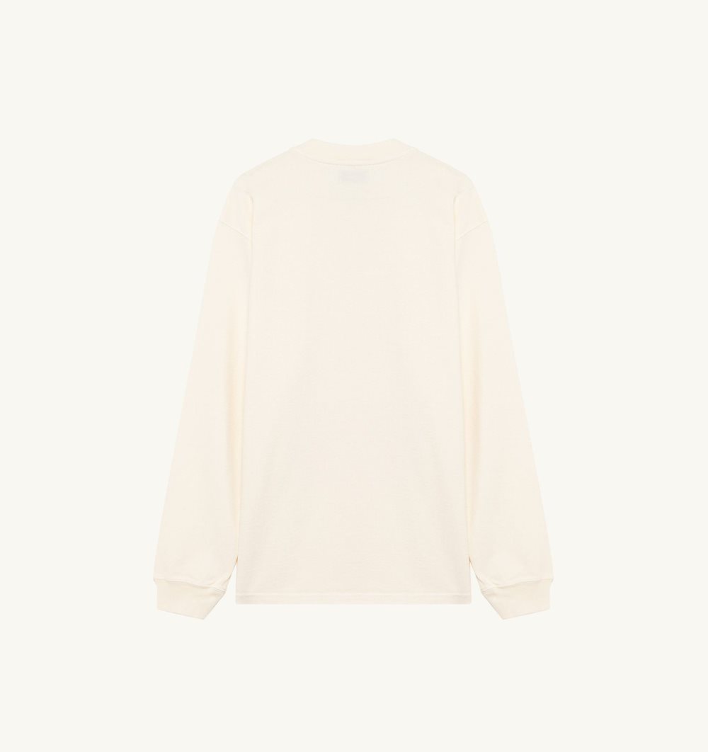 White Autry Long-sleeve T-shirt Heavy Cotton | FXQULG590