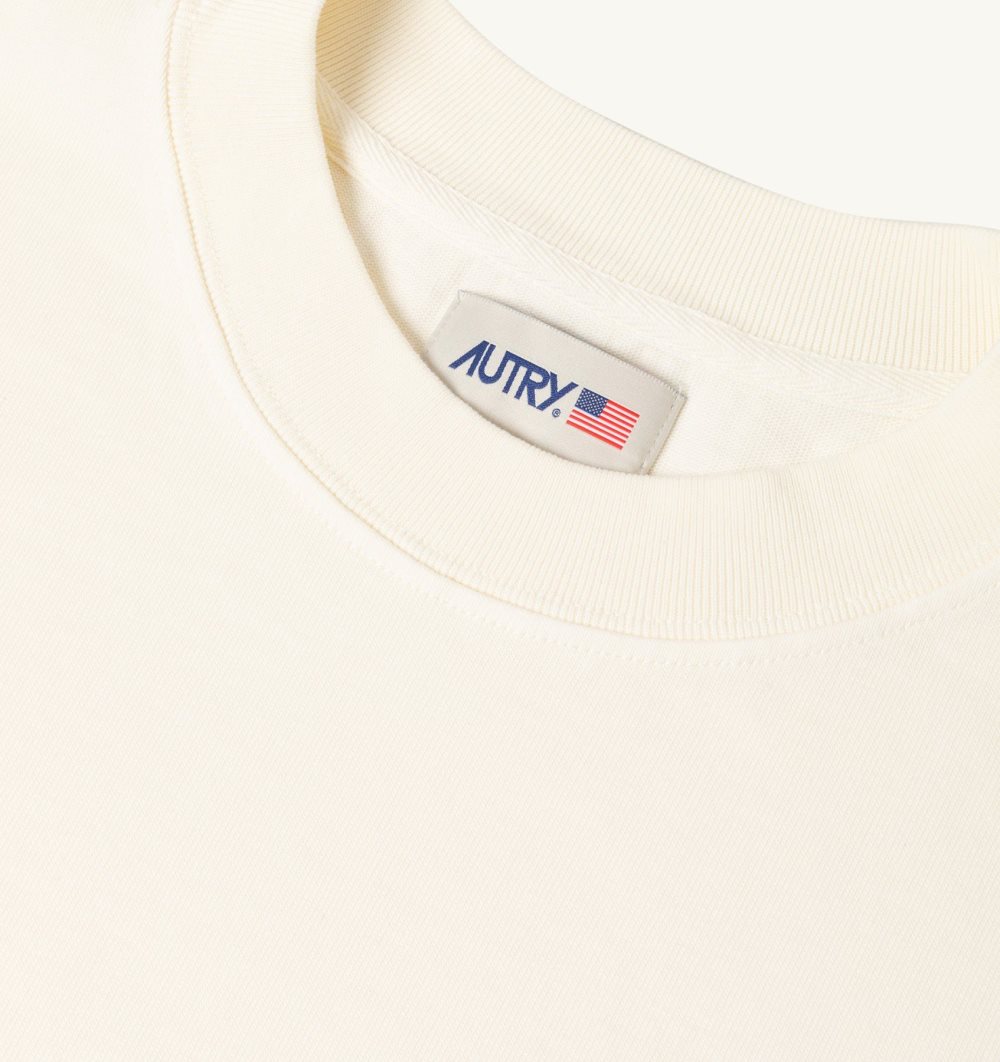 White Autry Long-sleeve T-shirt Heavy Cotton | FXQULG590