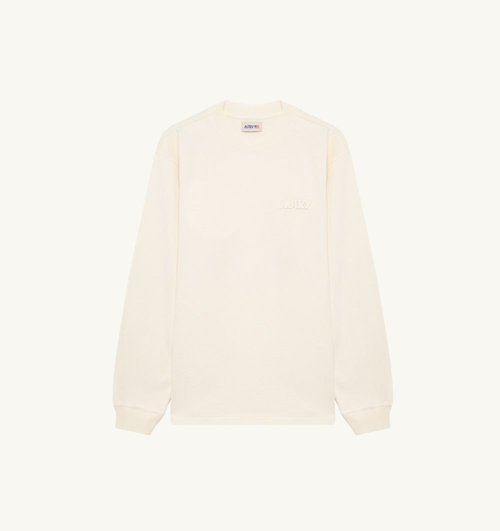 White Autry Long-sleeve T-shirt Heavy Cotton | FXQULG590