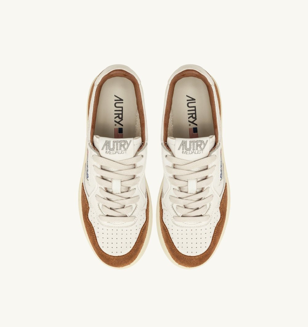 White Autry Medalist Low Sneakers Goatskin Suede | ZKEVYN427