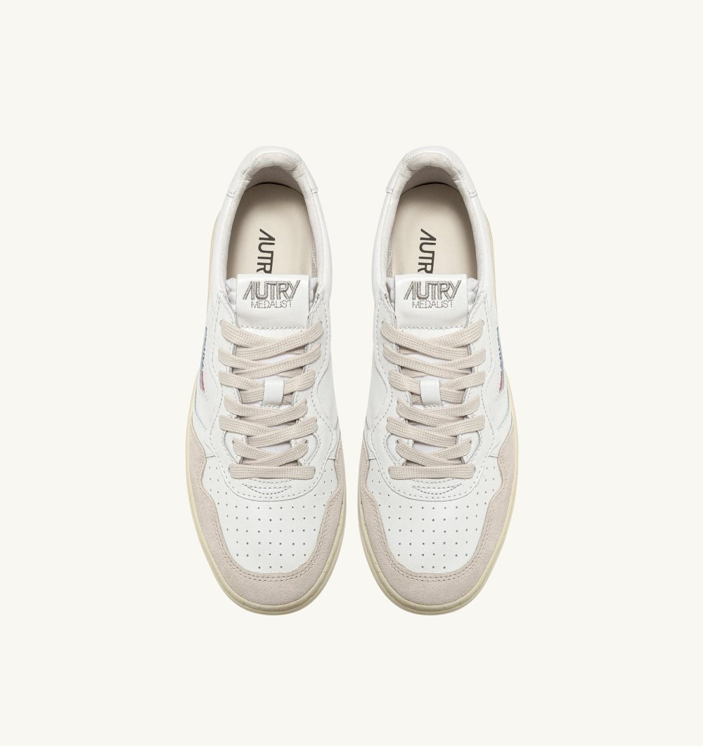 White Autry Medalist Low Sneakers Leather Suede | BKSMTY816