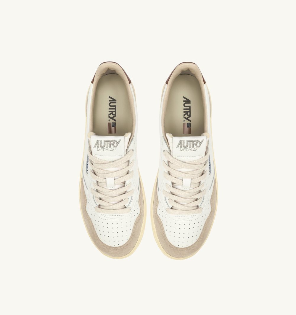 White Autry Medalist Low Sneakers Leather Suede | MLPVZX378