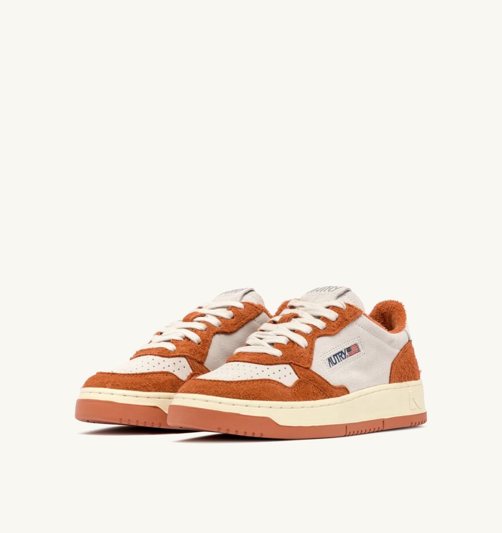 White Autry Medalist Low Sneakers Terracotta Suede | YFEKGI970